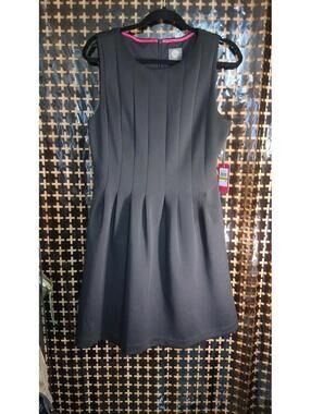 Vince Camuto Black Fit & Flare Dress Sleeveless Pleated NWT